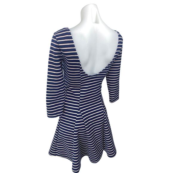 Free People Blue White Striped Embroidered Long Sleeve Fit & Flare Mini Dress XS - Picture 2 of 5